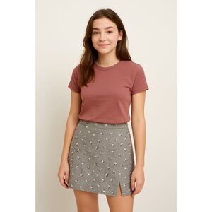 Exact Change 90s Y2K Daisy Print Mini Skirt